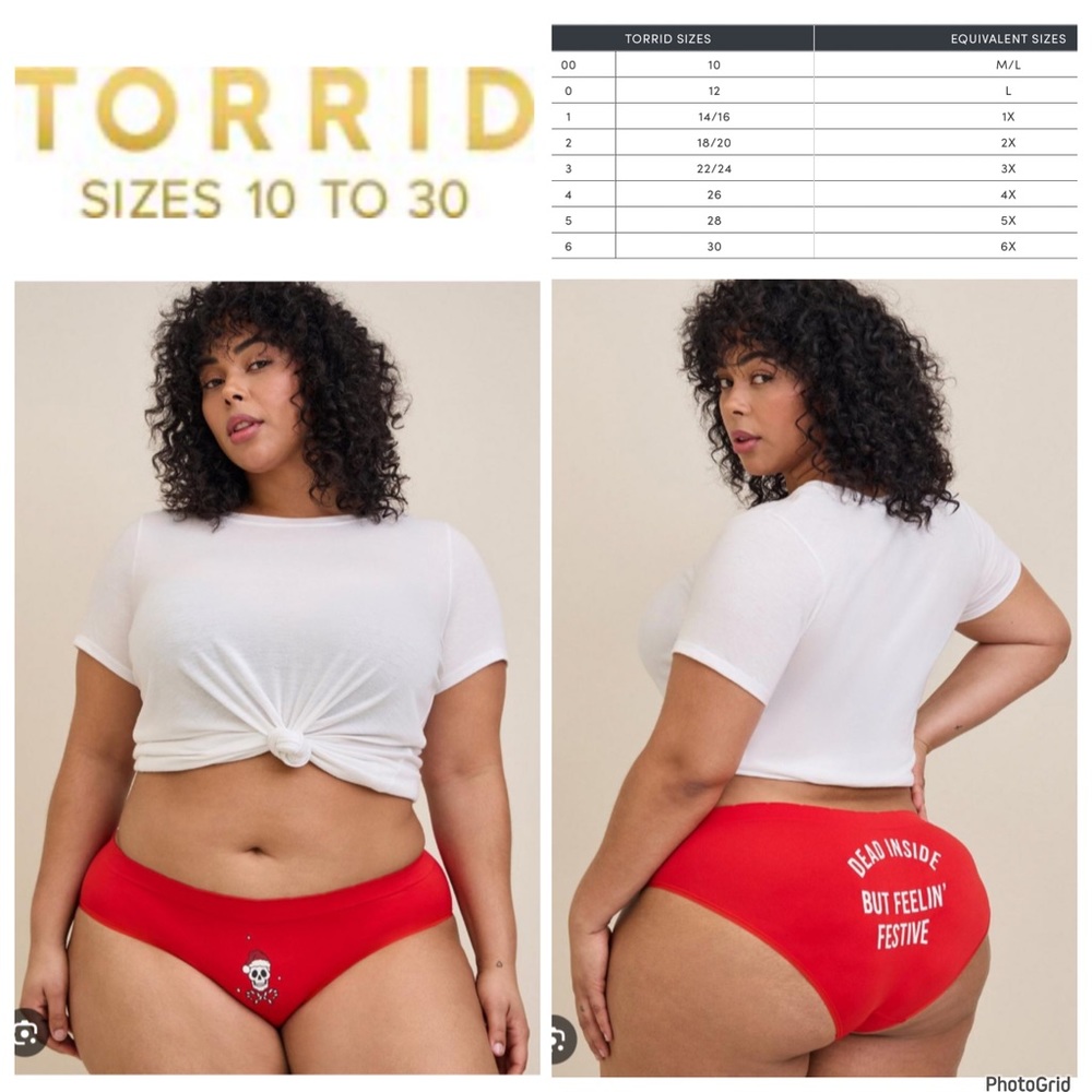🌟🌟🌟Torrid 0 red skull Christmas hipster panty NWT